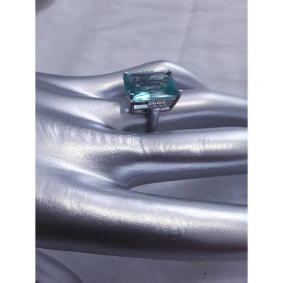 NIB Sz 6 s925 Silver Blue Aquamarine  Cocktail Statement Ring - Picture 3 of 6